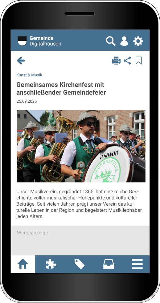 Artikel im digitalen Amtsblatt auf dem Handy
